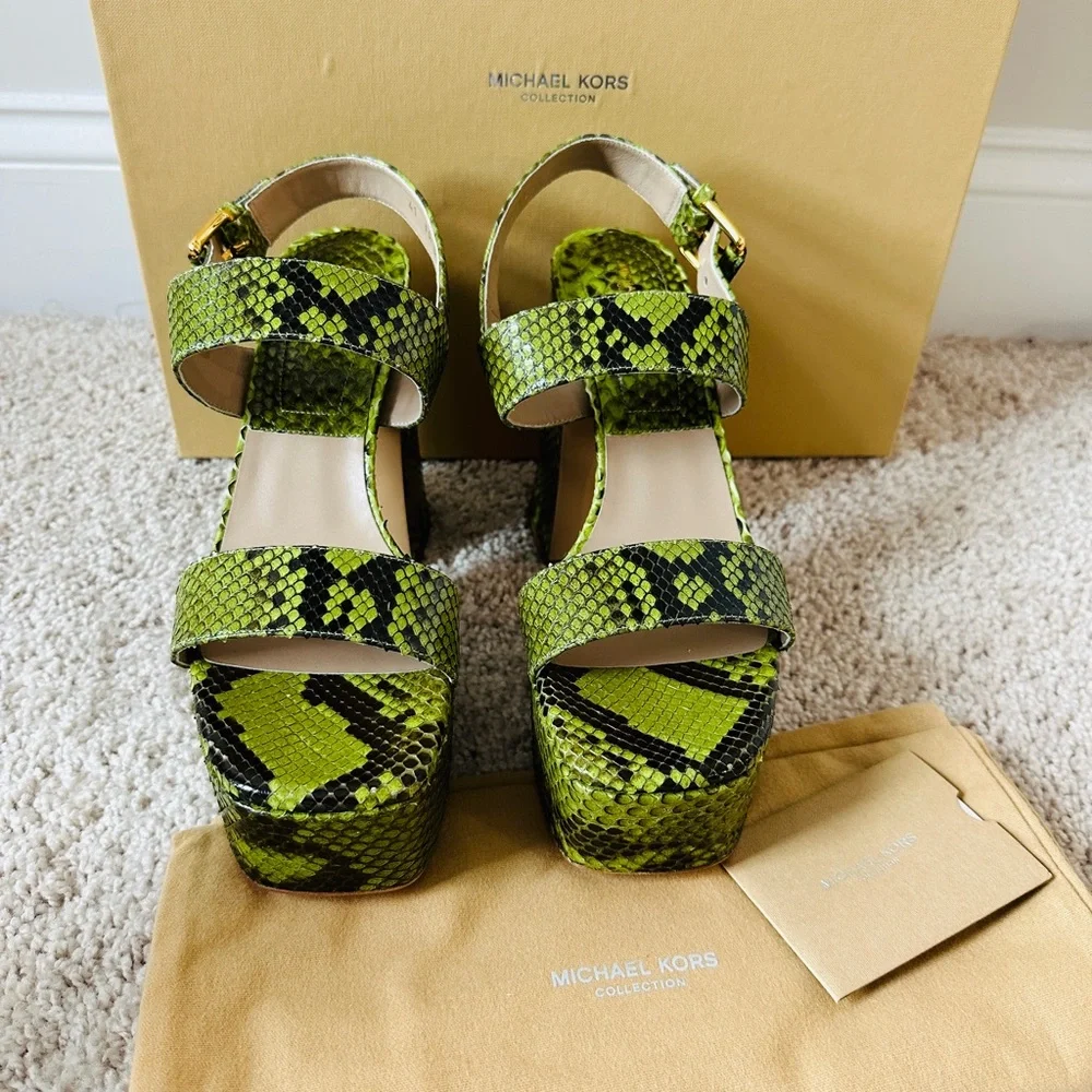 Michael Kors Collection Blair Genuine Python Snake Leather Size 38